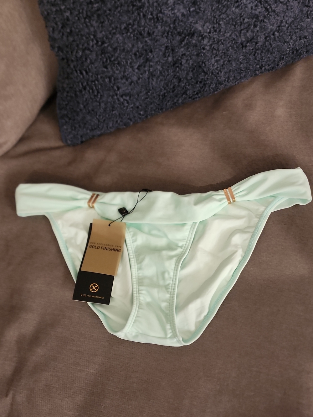 NEW! VIX PAULA HERMANNY Mint Green Bikini Bottom with Gold Accent